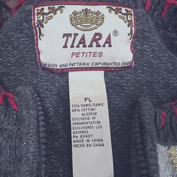 Tiara Vintage Ugly Christmas Sweater- Snowmen sparkle cardigan women's PL-Holida - Picture 5 of 12